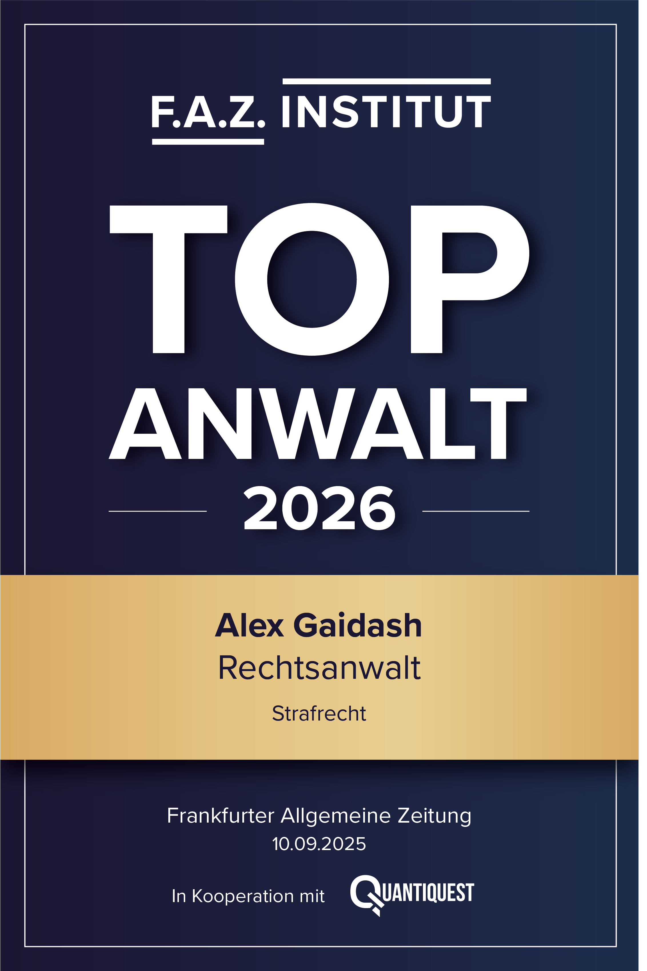TOP Anwalt 2026 - Alex Gaidash - Strafrecht